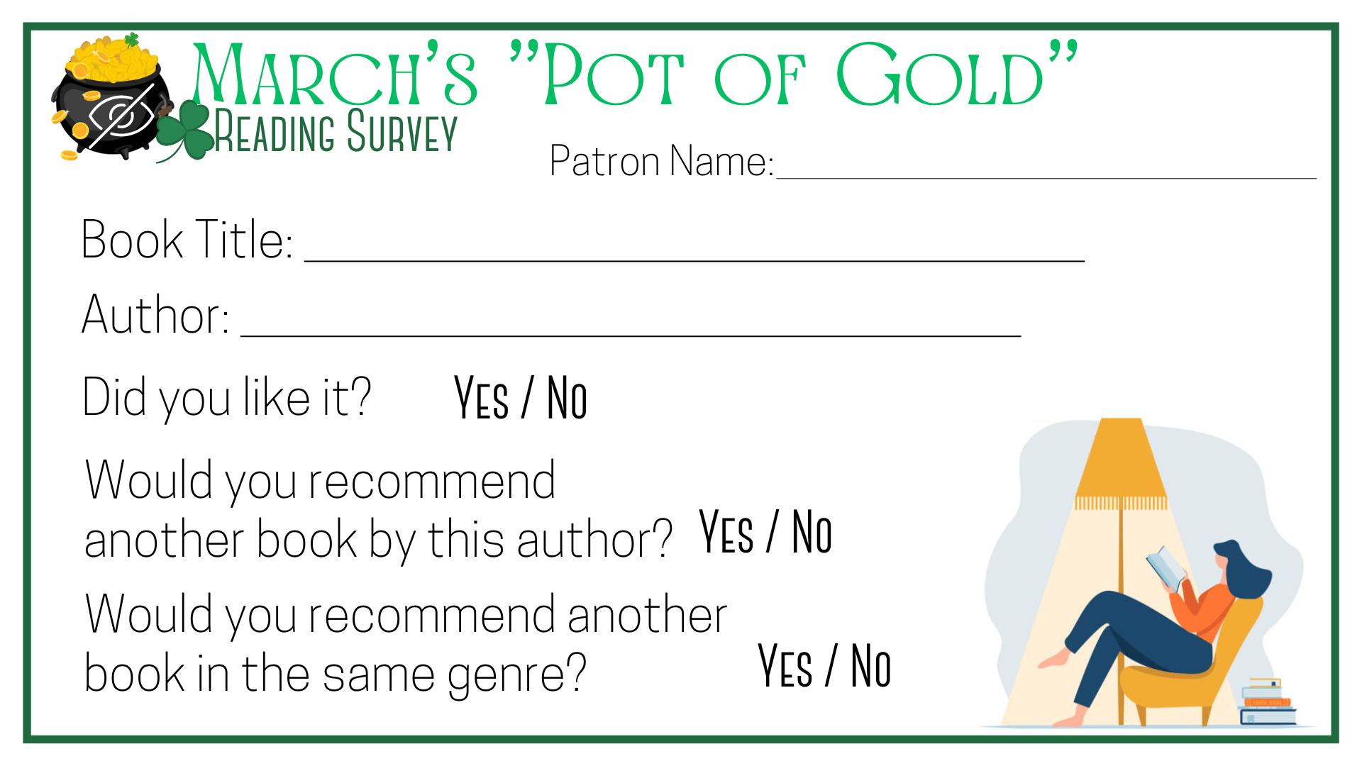 Pot of Gold Reading Survey